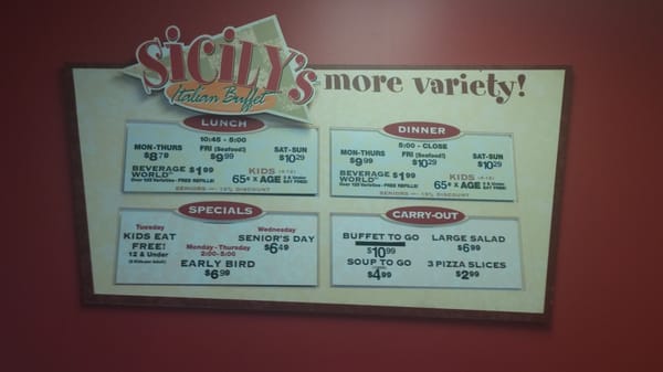 Menu photo 1 Sicily's Pizza - Biloxi Biloxi, MS Menu photo 1 Sicily's Pizza - Biloxi Biloxi, MS