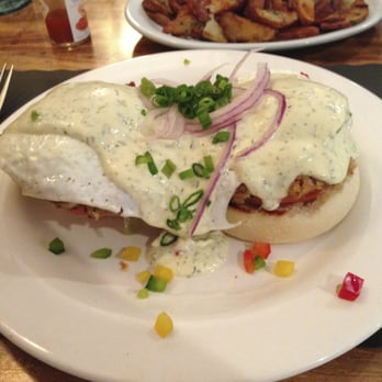 James' Breakfast and More - The Bennies with a Twist - two over easy eggs, crab cakes, and grilled tomato on english muffin with dill hollandaise. - Breakfast & Brunch Near Me - Wrentham, Massachusetts