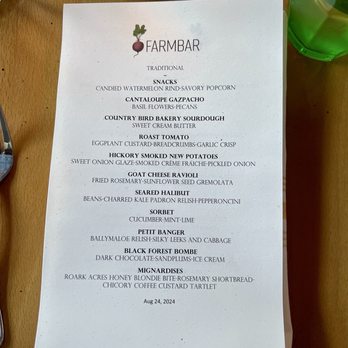 Farmbar - Special occasion dinner--they did a WONDERFUL job helping us celebrate! Dinner was a 6/5, yes, the coveted 6th star. August 2024. - New American Near Me - Tulsa, Oklahoma