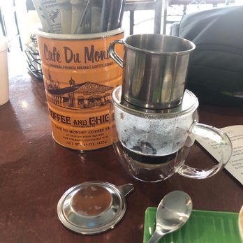 Pho 46 - Vietnamese drip black coffee with sweetened condensed milk, hot. - Vietnamese Near Me - Hollywood, Florida Pho 46 - Vietnamese drip black coffee with sweetened condensed milk, hot. - Vietnamese Near Me - Hollywood, Florida