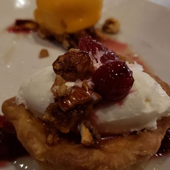 Icehouse - DELICIOUS honey pie,  creme fresh, cheeries, almond brittle and sorbet - New American Near Me - Minneapolis, Minnesota