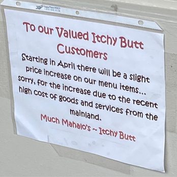 Itchy Butt - Increased in prices this month - Korean Near Me - Honolulu, Hawaii Itchy Butt - Increased in prices this month - Korean Near Me - Honolulu, Hawaii
