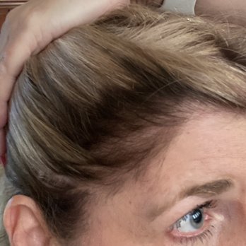Brushed Hair Studio - More color on this side where I'm usually blonde to hide gray roots as they grow in. - Hair Salons Near Me - Tomball, Texas