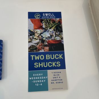Swell Oyster Shack - a menu for two buck shucks - Seafood Markets Near Me - Hampton, New Hampshire