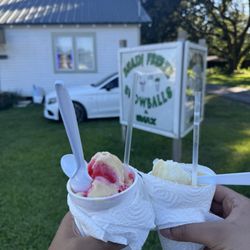 Brain Freeze Snowballs - Watermelon with cream  Piña colada with cream