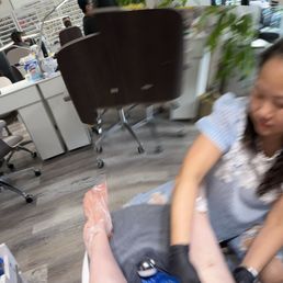 My wife receiving her pedicure My wife receiving her pedicure