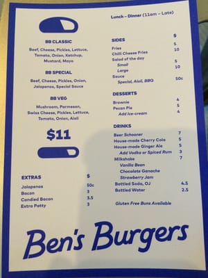 Menu photo 2 Ben's Burgers Fortitude Valley, QLD