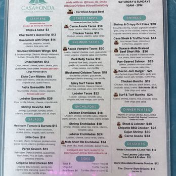Casa De Onda - Menu - Mexican Near Me - Costa Mesa, California