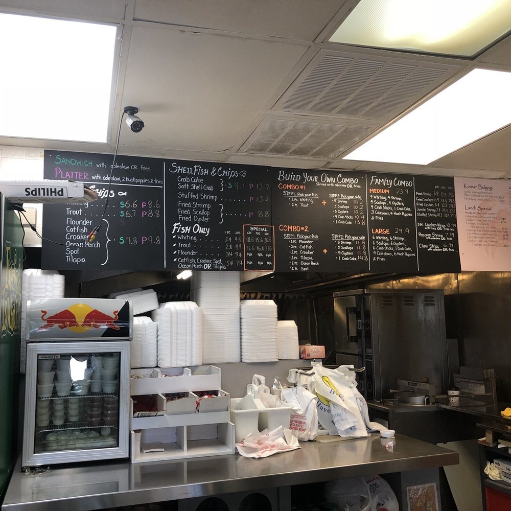 Dale Seafood - menus on the wall of the restaurant - Seafood Near Me - Woodbridge, Virginia