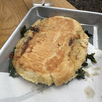 Three Ships Coffee Roasters - Kale Panini - doesn't look great, but was delicious - Coffee & Tea Near Me - Virginia Beach, Virginia