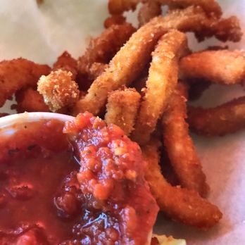 Assaggio Italian Restaurant - Calamari ( close up already half eaten) - Italian Near Me - Brawley, California