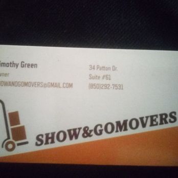 Show And Go Movers - Business Card - Movers Near Me - Pensacola, Florida Show And Go Movers - Business Card - Movers Near Me - Pensacola, Florida