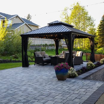Angkorscape - a patio with a gazebo and seating area - Landscaping Near Me - Algona, Washington Angkorscape - a patio with a gazebo and seating area - Landscaping Near Me - Algona, Washington