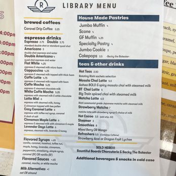 Westfield Washington Public Library - Inside - Rivet Coffee menu - Libraries Near Me - Westfield, Indiana