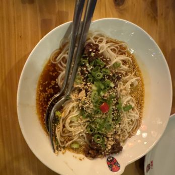 Chiho Bistro - Dan Dan Kurobuta Pork Chili Oil Noodles (contains peanuts) - Noodles Near Me - Seattle, Washington Chiho Bistro - Dan Dan Kurobuta Pork Chili Oil Noodles (contains peanuts) - Noodles Near Me - Seattle, Washington