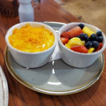 Community Matters Cafe - Sides - Grits w/ cheddar cheese & Fresh fruit - Breakfast & Brunch Near Me - Charlotte, North Carolina