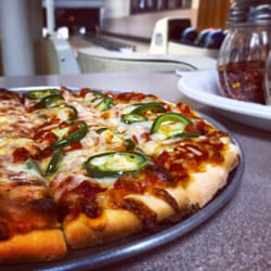 Eden Lanes - Cheese pizza - nice change of pace with the fresh jalapeños as opposed to the typical pickled ones.