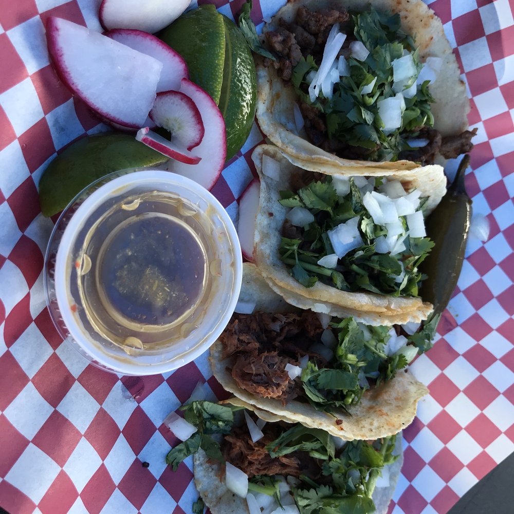 Tally Taco - Left to rt: Carnitas, Steak, 2x Barbacoa. - Food Trucks Near Me - Tallahassee, Florida Tally Taco - Left to rt: Carnitas, Steak, 2x Barbacoa. - Food Trucks Near Me - Tallahassee, Florida