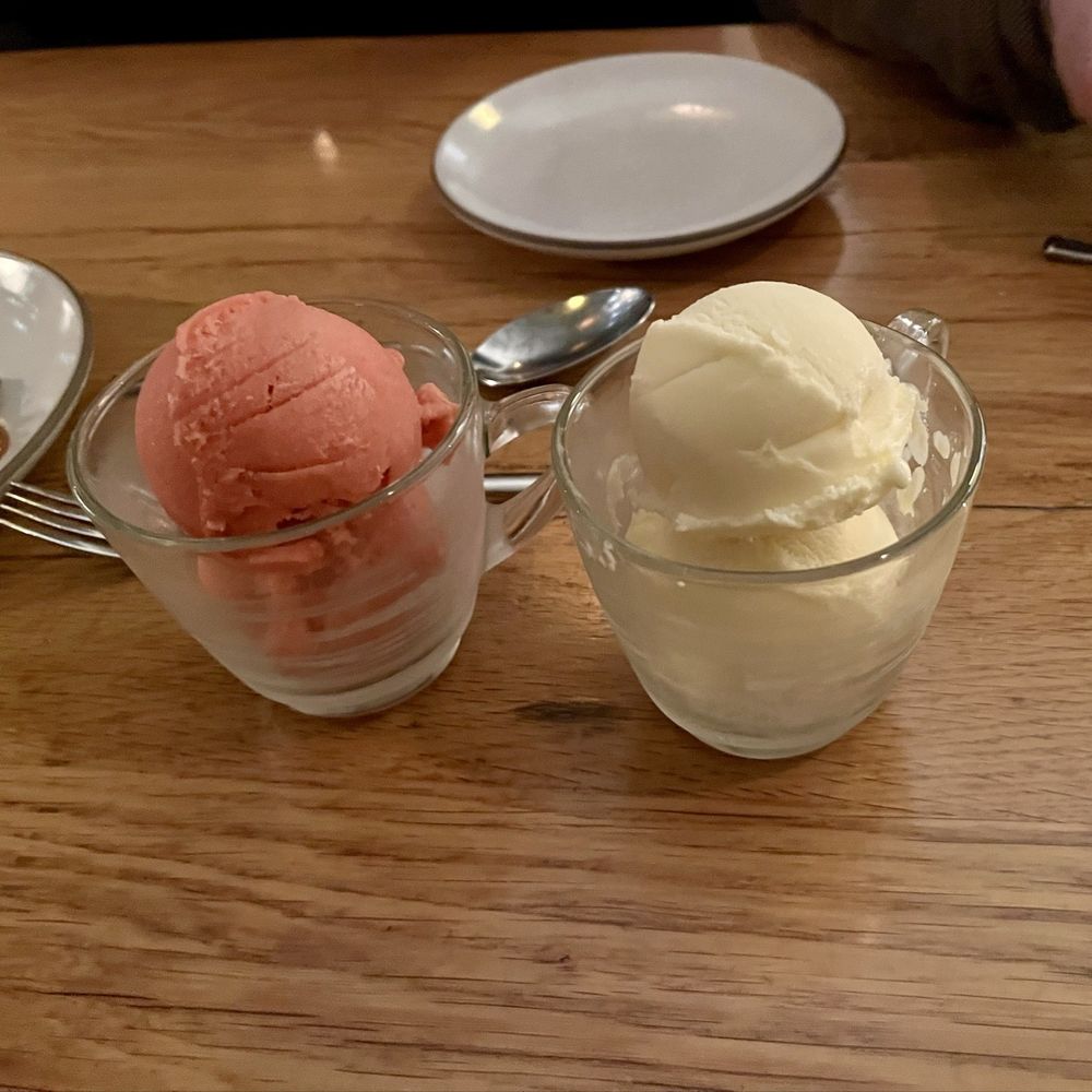 Chickadee - Roasted strawberry sorbet and buttermilk ice cream - New American Near Me - Boston, Massachusetts Chickadee - Roasted strawberry sorbet and buttermilk ice cream - New American Near Me - Boston, Massachusetts