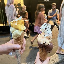 Passionfruit, pistachio, melon, and dark chocolate gelato. Passionfruit, pistachio, melon, and dark chocolate gelato.