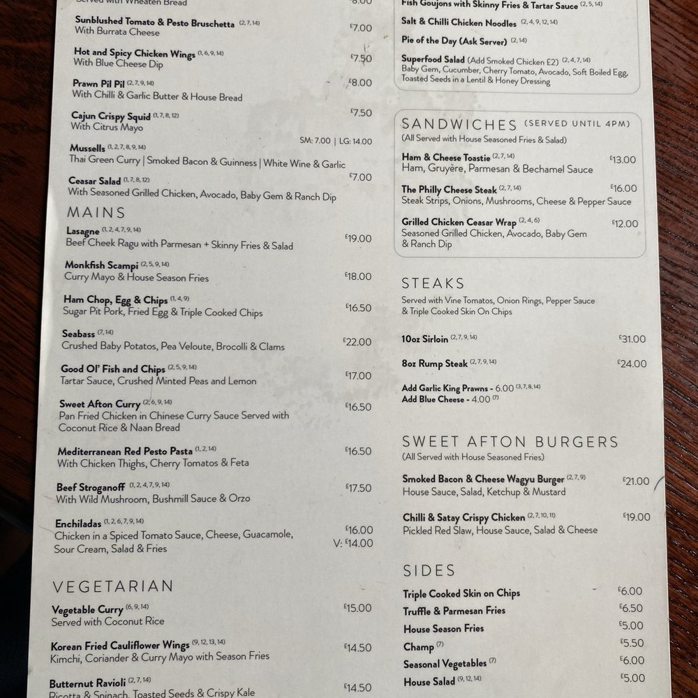Sweet Afton Bar & Kitchen - Food menu - Cocktail Bars Near Me - Belfast, BFS Sweet Afton Bar & Kitchen - Food menu - Cocktail Bars Near Me - Belfast, BFS