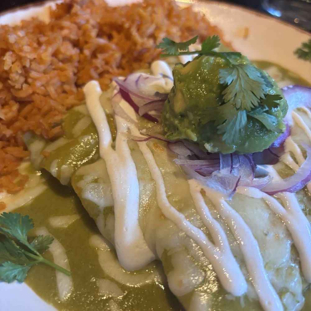 Shrimp Suiza Enchilada Plate