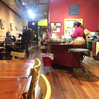 B'Gabs Comfort Cafe - View from the communal table back towards the front. - Live/Raw Food Near Me - Chicago, Illinois B'Gabs Comfort Cafe - View from the communal table back towards the front. - Live/Raw Food Near Me - Chicago, Illinois