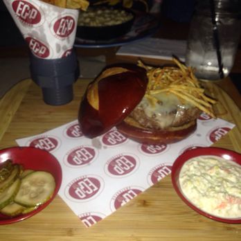 EGP Gastropub - 50/50 burger, cole slaw, pickles and fries - Gastropubs Near Me - Oceanside, New York EGP Gastropub - 50/50 burger, cole slaw, pickles and fries - Gastropubs Near Me - Oceanside, New York