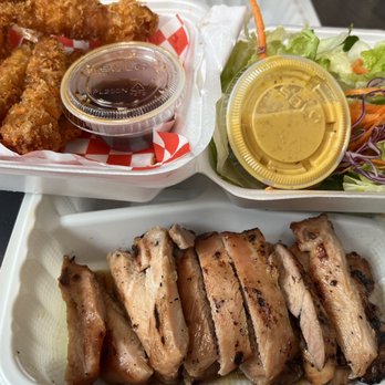 Teriyaki Time - Fresh shrimp tempura, side salad, & chicken teriyaki for lunch! Yum!! - Japanese Near Me - Tukwila, Washington Teriyaki Time - Fresh shrimp tempura, side salad, & chicken teriyaki for lunch! Yum!! - Japanese Near Me - Tukwila, Washington