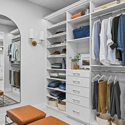 Inspired Closets - Elevated reach-in closet with LED lighting