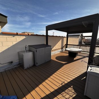 Deck 4 Me - Our roof deck with louvered pergola. - Decks & Railing Near Me - Chicago, Illinois