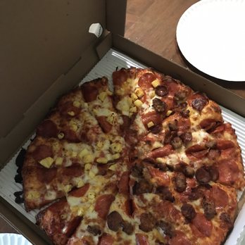 Mission Pizza - Large Pepperoni with Half Pineapple and Half Sausage and Linguica - Pizza Near Me - Avila Beach, California Mission Pizza - Large Pepperoni with Half Pineapple and Half Sausage and Linguica - Pizza Near Me - Avila Beach, California