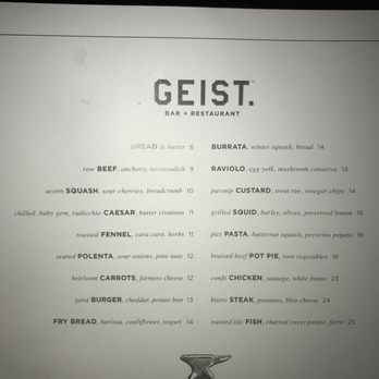 Geist - Menu! - Cocktail Bars Near Me - Nashville, Tennessee