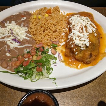 Casa Mama - Chile Relleno with beans and rice - Mexican Near Me - Plano, Texas
