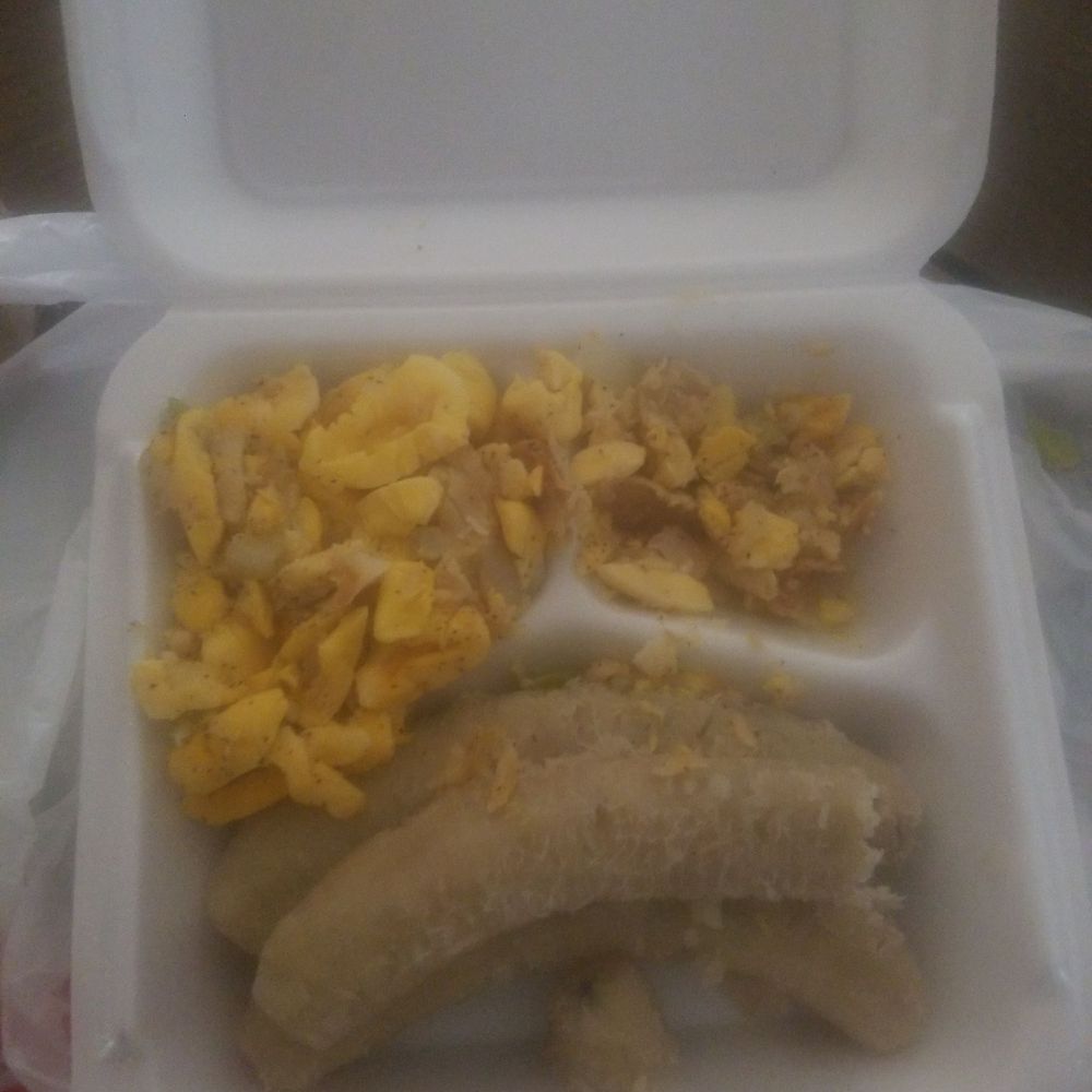 Blue Mountain Jamaican Restaurant - Saltfish and Ackee with boiled banana - Caribbean Near Me - Boston, Massachusetts