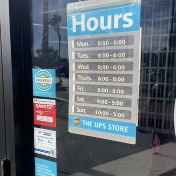 The UPS Store - Hours stated: M-F 8-6, Sat 9-5, Sun 10-3. - Shipping Centers Near Me - Las Vegas, Nevada The UPS Store - Hours stated: M-F 8-6, Sat 9-5, Sun 10-3. - Shipping Centers Near Me - Las Vegas, Nevada