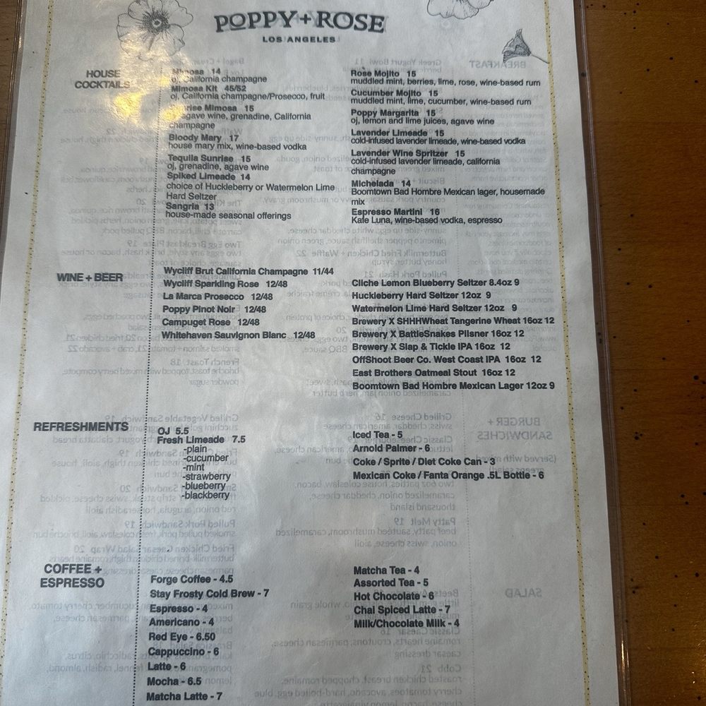Poppy + Rose - Menu - Breakfast & Brunch Near Me - Los Angeles, California