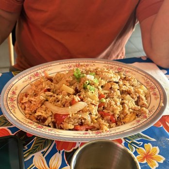 Lucky Lotus - After-school fried rice with chicken. Essentially, it's pineapple fried rice. - Thai Near Me - Des Moines, Iowa Lucky Lotus - After-school fried rice with chicken. Essentially, it's pineapple fried rice. - Thai Near Me - Des Moines, Iowa