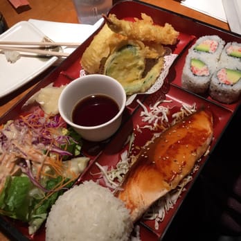 Sendo Sushi - Bento box with salmon, cali rolls, & tempura - Japanese Near Me - San Jose, California Sendo Sushi - Bento box with salmon, cali rolls, & tempura - Japanese Near Me - San Jose, California