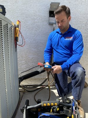 Photo of Johnny On The Spot - Las Vegas, NV, US. A/C tune up in Las Vegas by Johnny On The Spot. Includes checking freon, compressor, fan motor, thermostat, ductwork, coil cleaning