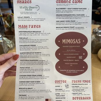 Madi - Menu - October 2024 - Breakfast & Brunch Near Me - San Diego, California