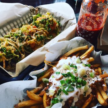 Del Seoul - Kimchi fries, sesame-chili shrimp tacos, and kalbi taco - Korean Near Me - Chicago, Illinois Del Seoul - Kimchi fries, sesame-chili shrimp tacos, and kalbi taco - Korean Near Me - Chicago, Illinois