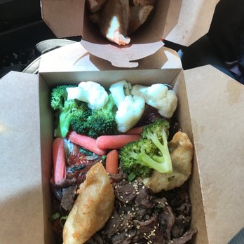 Bab Cafe - Jap chae w veggies & bulgogi + pork & veg gyoza - Korean Near Me - Reno, Nevada