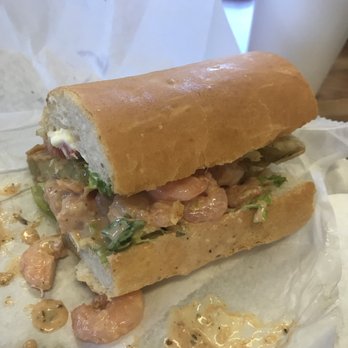 Crabby Jack's - Fried green tomato with shrimp Remoulade sandwich! So messy but incredibly good - Cajun/Creole Near Me - New Orleans, Louisiana