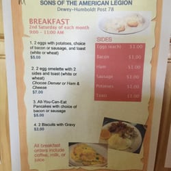 American Legion Post 78 - Breakfast once a month