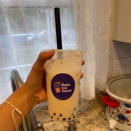 Honey oolong milk tea with boba Honey oolong milk tea with boba