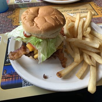 Frank & Shirley's - Bacon Cheeseburger with fries - American Near Me - Pittsburgh, Pennsylvania Frank & Shirley's - Bacon Cheeseburger with fries - American Near Me - Pittsburgh, Pennsylvania