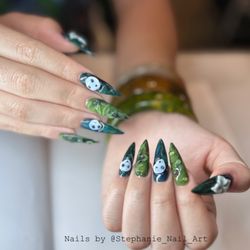 San Salon - Gel X extension hand painted gel paint by Stephanie, call us to make an appointment, 6265457837
