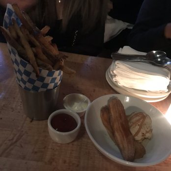 Damn the Weather - French Fries with Aioli and Churros with Pineapple IceCream - Cocktail Bars Near Me - Seattle, Washington Damn the Weather - French Fries with Aioli and Churros with Pineapple IceCream - Cocktail Bars Near Me - Seattle, Washington