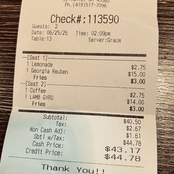 MyWay Bistro - The bill, which was reasonable considering prices these days. If paying with a credit card, there is a small charge - Sports Bars Near Me - Sylvania, Ohio MyWay Bistro - The bill, which was reasonable considering prices these days. If paying with a credit card, there is a small charge - Sports Bars Near Me - Sylvania, Ohio